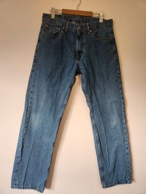 Levi's 505 Regular Fit Straight Leg Jeans Medium Wash 33x32 Workwear Lived-in